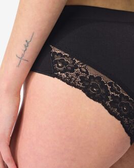 Hema Dameshipster naadloos micro met kant zwart (zwart) - XL
