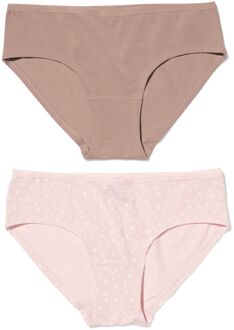 Hema Dameshipsters katoen bloemen - 2 stuks lichtroze (lichtroze) - XL