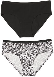 Hema Dameshipsters katoen dier - 2 stuks zwart (zwart) - XL