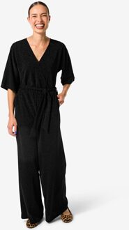 Hema Damesjumpsuit Esther met overslag glitter zwart (zwart)