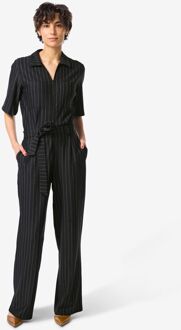 Hema Damesjumpsuit Eva jersey strepen zwart/wit (zwart/wit) - M