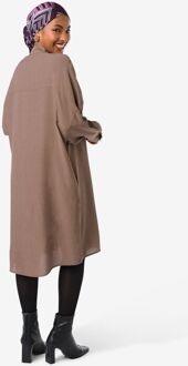 Hema Damesjurk Senna ribbel midi taupe (taupe)