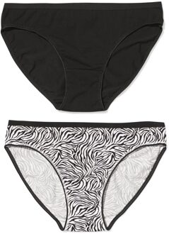 Hema Dameslips katoen dieren - 2 stuks zwart (zwart)