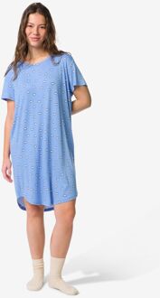 Hema Damesnachthemd Flair micro hartjes blauw (blauw) - L
