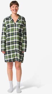 Hema Damesnachthemd flanel ruiten donkerblauw (donkerblauw) - L