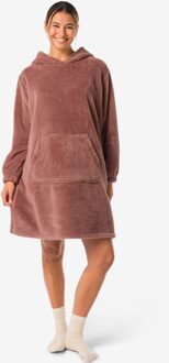 Hema Damesnachthemd fleece lichtbruin (lichtbruin) - S/M