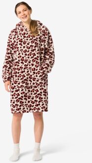 Hema Damesnachthemd fleece luipaard beige (beige) - S/M