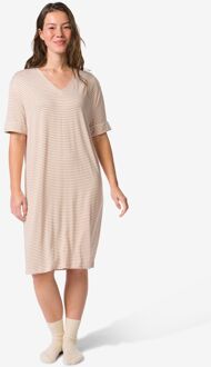 Hema Damesnachthemd jersey strepen beige (beige)
