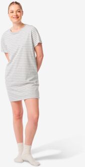 Hema Damesnachthemd Katoen Strepen Grijsmelange (grijsmelange) - XL