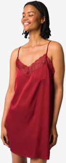 Hema Damesnachthemd satijn met kant rood (rood) - L