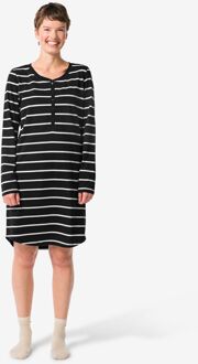 Hema Damesnachthemd strepen zwart/wit (zwart/wit) - XL