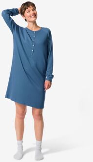 Hema Damesnachthemd wafel middenblauw (middenblauw) - XL