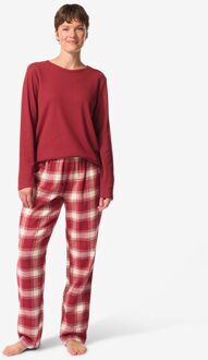 Hema Damespyjama flanel ruiten donkerrood (donkerrood) - S