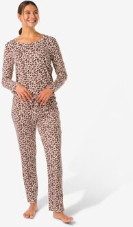 Hema Damespyjama micro luipaard lichtbruin (lichtbruin) - XL