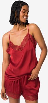 Hema Damespyjama satijn met kant rood (rood) - XL