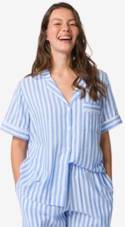 Hema Damespyjama seersucker strepen blauw (blauw)