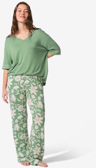 Hema Damespyjamabroek Bente straight fit bloemen groen (groen) - M