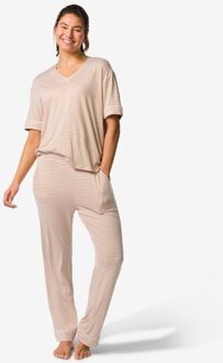 Hema Damespyjamabroek Bente straight fit strepen beige (beige)