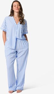 Hema Damespyjamabroek Brenda seersucker strepen blauw (blauw) - L