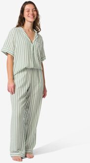 Hema Damespyjamabroek seersucker strepen groen (groen) - XL