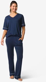 Hema Damespyjamabroek viscose donkerblauw (donkerblauw) - L