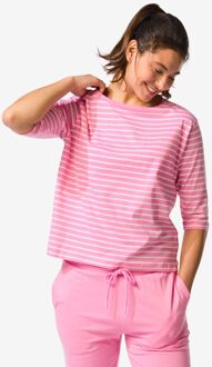 Hema Damespyjamatop jersey strepen roze (roze)