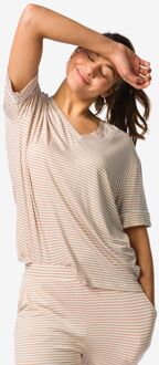 Hema Damespyjamatop Toya jersey strepen beige (beige) - M