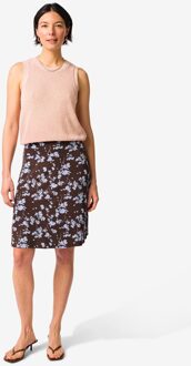 Hema Damesrok Darly regular fit bloemen donkerbruin (donkerbruin) - XL