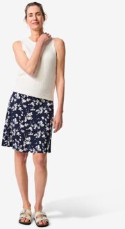 Hema Damesrok regular fit jersey bloemen donkerblauw (donkerblauw) - XL
