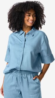 Hema Damesshirt Lila tencel middenblauw (middenblauw)