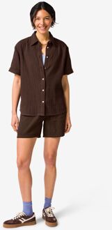 Hema Damesshort Kai relaxed fit mousseline donkerbruin (donkerbruin) - S