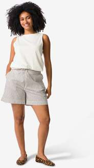 Hema Damesshort Sally wide fit seersucker strepen wit (wit) - XL
