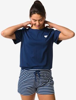Hema Damesshortama jersey strepen donkerblauw (donkerblauw) - XXL