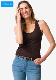 Hema Damessinglet Anouk rib donkerbruin (donkerbruin) - M