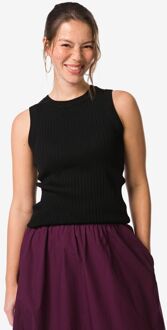 Hema Damessinglet Frida rib zwart (zwart) - S