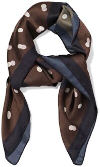 Hema Damessjaal 80x80cm satijn stippen bruin-zwart