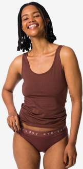 Hema Damesslip katoen everyday tailleband donkerbruin (donkerbruin)