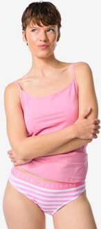 Hema Damesslip katoen everyday tailleband strepen roze (roze) - XL