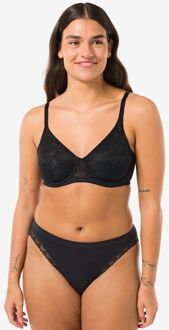 Hema Damesslip naadloos micro met kant zwart (zwart)