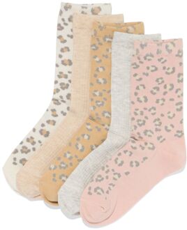 Hema Damessokken panter - 5 paar beige (beige) - 35/38
