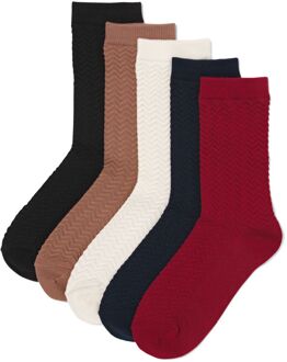 Hema Damessokken zigzag - 5 paar donkerrood (donkerrood) - 35/38