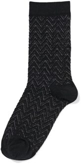 Hema Damessokken zigzag glitter zwart (zwart) - 35/38
