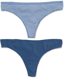 Hema Damesstring katoen - 2 stuks blauw (blauw)