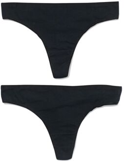 Hema Damesstring katoen - 2 stuks zwart (zwart)