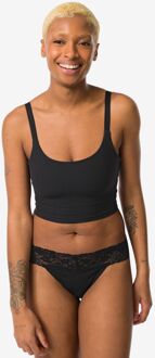 Hema Damesstring katoen met kant zwart (zwart)