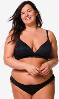 Hema Damesstring micro lasercut met kant zwart (zwart)