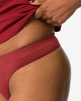 Hema Damesstring naadloos micro donkerrood (donkerrood)