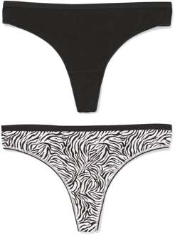 Hema Damesstrings katoen dier - 2 stuks zwart (zwart)