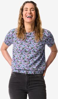 Hema Damestrui Fally fijngebreid bloemen lichtblauw (lichtblauw) - XL