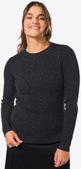 Hema Damestrui Louisa met ribbels en glitters zwart (zwart) - XL